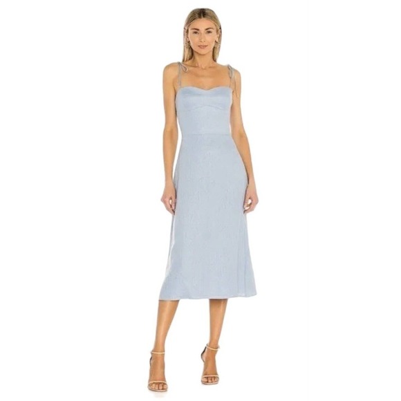 Amanda Uprichard Light Blue Midi Dress - Picture 2 of 13